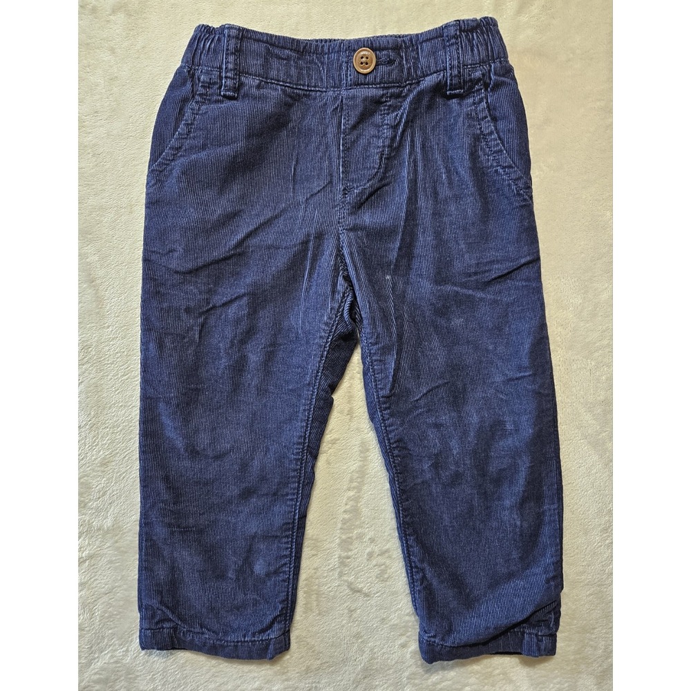 Baby GAP Corduroy Pants 18-24 Months Navy Blue Plaid Lined Elastic Waist Toddler